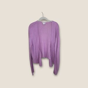 J.Jill Linen Blend Open Front Cardigan Purple Size Large Tall